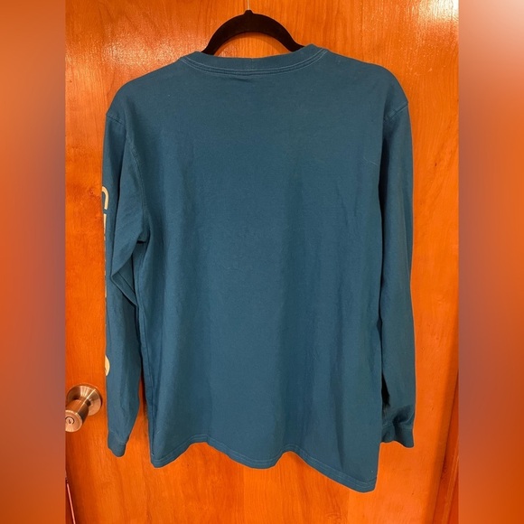 Carhartt Women’s Long Sleeve Logo Tee in Marine Blue - Picture 3 of 6